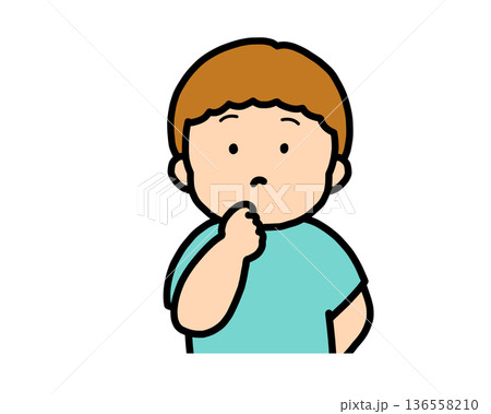 考える(正面)茶髪の男の子 考える(正面)茶髪の男の子 136558210