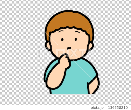 考える(正面)茶髪の男の子 考える(正面)茶髪の男の子 136558210