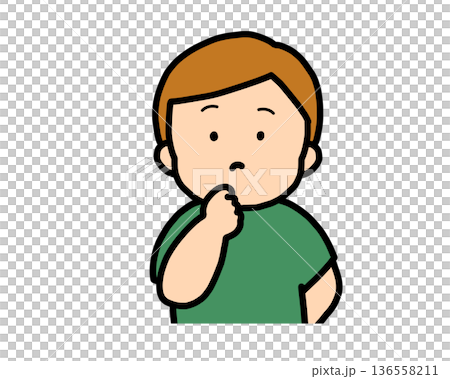 Thinking (front view) brown-haired boy Thinking (front view) brown-haired boy 136558211