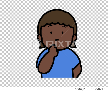 Thinking (front view) black girl Thinking (front view) black girl 136558216