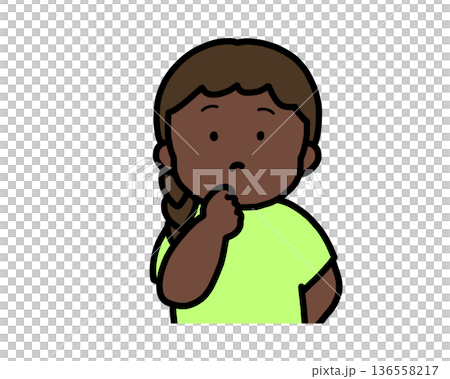 Thinking (front view) black girl Thinking (front view) black girl 136558217