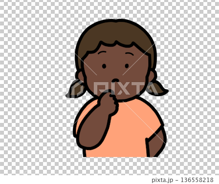 Thinking (front view) black girl Thinking (front view) black girl 136558218