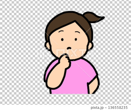 Thinking (front view) Asian girl Thinking (front view) Asian girl 136558235