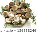 ザルに盛った生椎茸 136558246