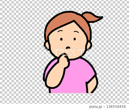 思考中（正面）棕髮女孩 136558458