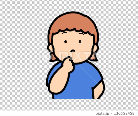 考える（正面）茶髪の女の子 136558459