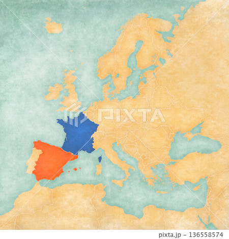 Map of Europe - France and Spain Map of Europe - France and Spain 136558574