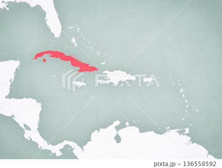 Map of Caribbean islands - Cuba 136558592