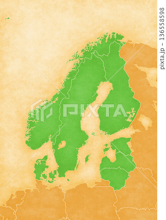 Ocher map of Northern Europe - all countries 136558598