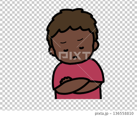 Worried (front view) black boy Worried (front view) black boy 136558810