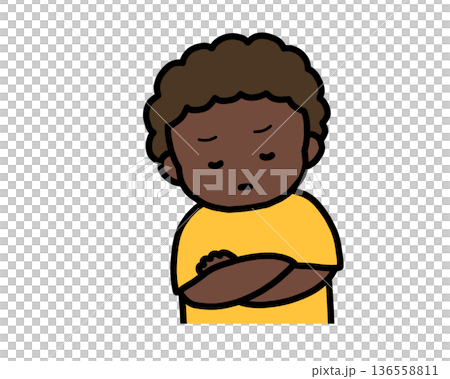 Worried (front view) black boy Worried (front view) black boy 136558811