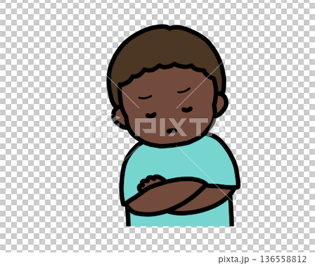 Worried (front view) black boy Worried (front view) black boy 136558812