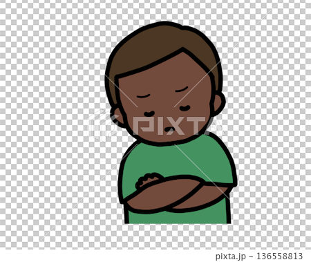 Worried (front view) black boy Worried (front view) black boy 136558813