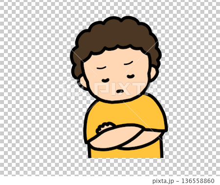 Worried (front view) Asian boy Worried (front view) Asian boy 136558860