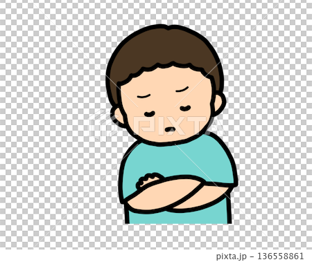 Worried (front view) Asian boy Worried (front view) Asian boy 136558861