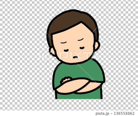 Worried (front view) Asian boy Worried (front view) Asian boy 136558862