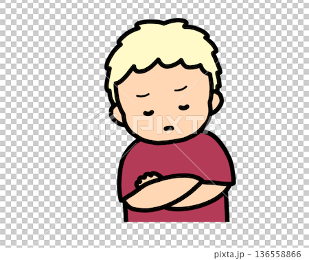 Worried (front view) blonde boy Worried (front view) blonde boy 136558866