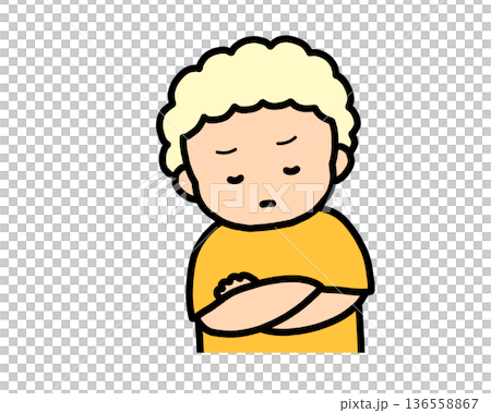 Worried (front view) blonde boy Worried (front view) blonde boy 136558867