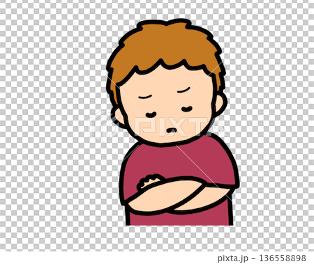 Worried (front view) brown-haired boy Worried (front view) brown-haired boy 136558898