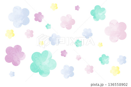 水彩風青系のお花の背景イラスト 水彩風青系のお花の背景イラスト 136558902