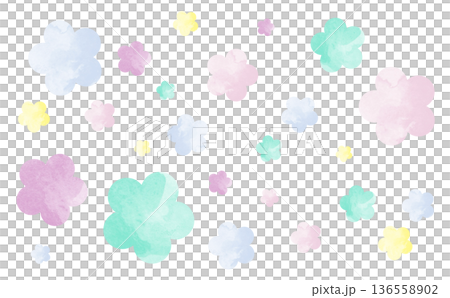 水彩風青系のお花の背景イラスト 水彩風青系のお花の背景イラスト 136558902