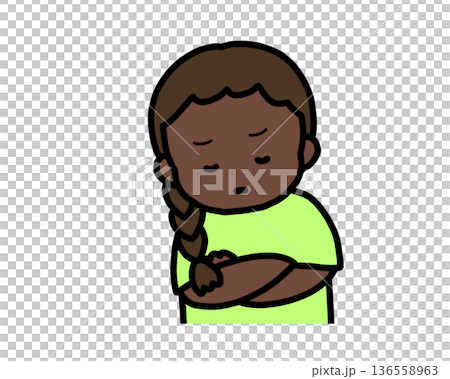 Worried (front view) black girl 136558963