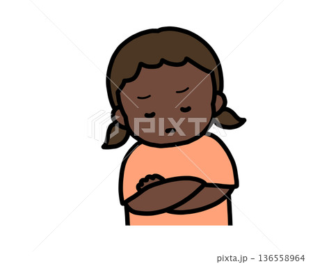 悩む（正面）黒人の女の子 136558964