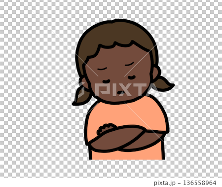 Worried (front view) black girl Worried (front view) black girl 136558964