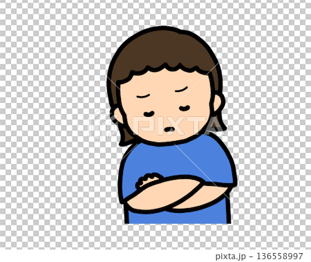 Worried (front view) Asian girl 136558997