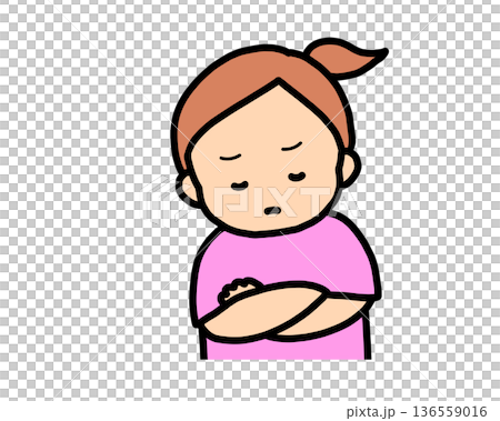 悩む（正面）茶髪の女の子 136559016