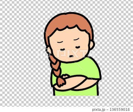 Worried (front view) brown-haired girl Worried (front view) brown-haired girl 136559018