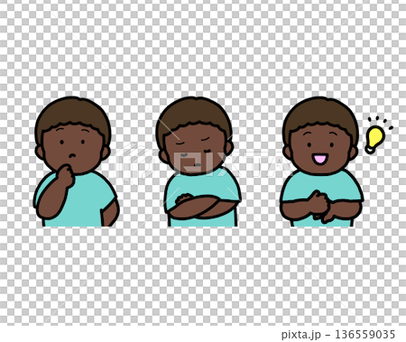 Worrying, Thinking, Inspirational Children's Emotional Expressions 3-Piece Set 136559035