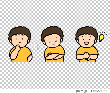 Worrying, Thinking, Inspirational Children's Emotional Expressions 3-Piece Set 136559046