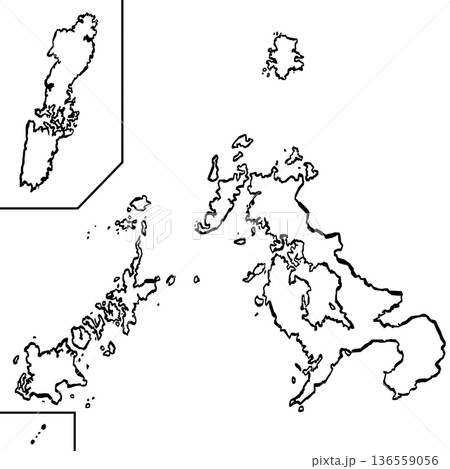 長崎県地図のイラスト (筆タッチ) シンプル 長崎県地図のイラスト (筆タッチ) シンプル 136559056