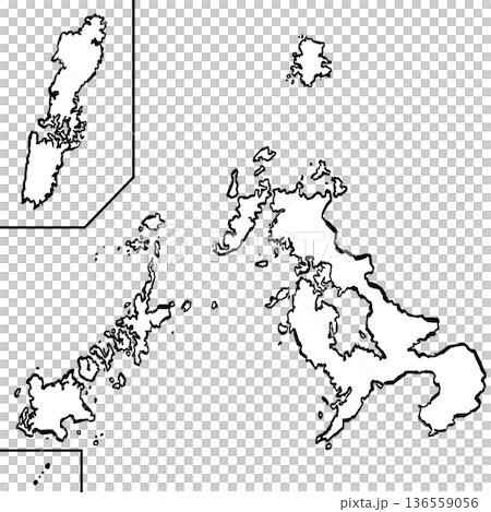 長崎県地図のイラスト (筆タッチ) シンプル 長崎県地図のイラスト (筆タッチ) シンプル 136559056