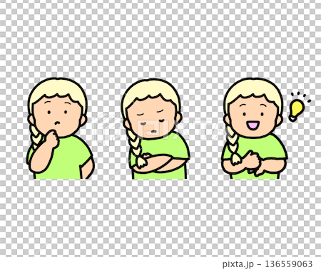 Worrying, Thinking, Inspirational Children's Emotional Expressions 3-Piece Set 136559063