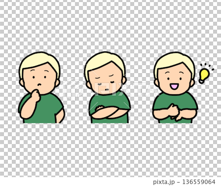 Worrying, Thinking, Inspirational Children's Emotional Expressions 3-Piece Set 136559064
