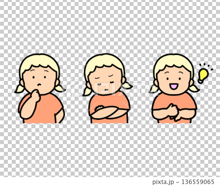 Worrying, Thinking, Inspirational Children's Emotional Expressions 3-Piece Set 136559065