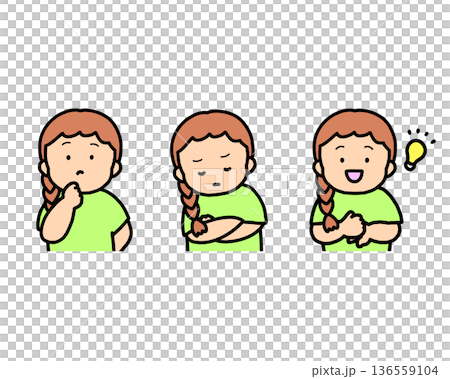Worrying, Thinking, Inspirational Children's Emotional Expressions 3-Piece Set 136559104