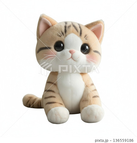 お座りした茶トラの子猫のぬいぐるみ お座りした茶トラの子猫のぬいぐるみ 136559186