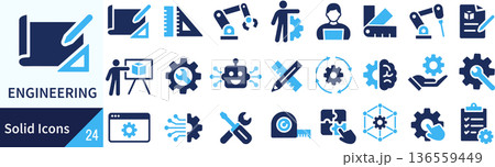 ベクターのエンジニアリングに関するシルエットアイコンセット 136559449
