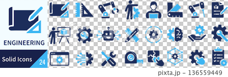 Vector engineering silhouette icon set 136559449