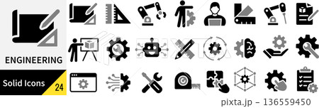 ベクターのエンジニアリングに関するシルエットアイコンセット ベクターのエンジニアリングに関するシルエットアイコンセット 136559450