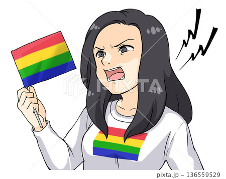 過激なLGBT活動家のクレーマー女性のイメージ 過激なLGBT活動家のクレーマー女性のイメージ 136559529