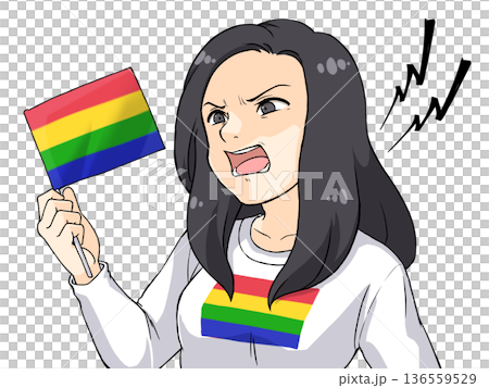 過激なLGBT活動家のクレーマー女性のイメージ 過激なLGBT活動家のクレーマー女性のイメージ 136559529