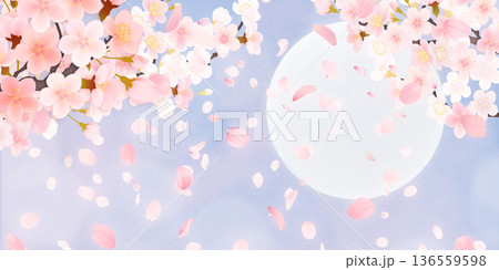 花びら舞い散る桜の背景素材 136559598