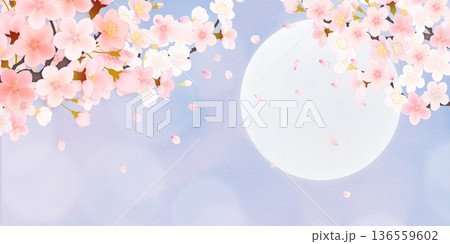 花びら舞い散る桜の背景素材 136559602