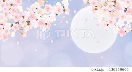 花びら舞い散る桜の背景素材 136559603