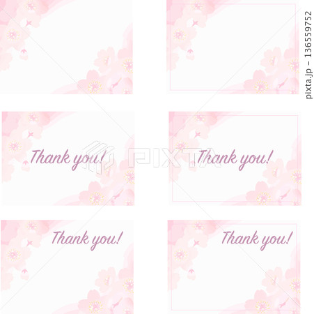 桜のサンキューカード 春の和風メッセージカードのベクターイラスト 桜のサンキューカード 春の和風メッセージカードのベクターイラスト 136559752