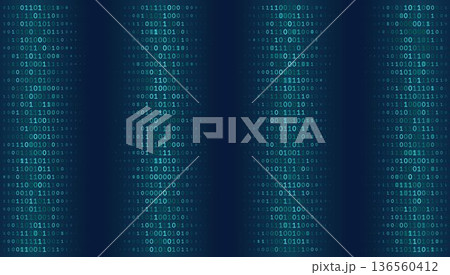 Digital Monolith - High-Density Seamless Binary Code Grid on Deep Teal Gradient 136560412